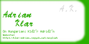 adrian klar business card